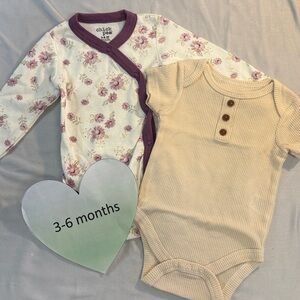 Chick Pea - 3-6M Floral and Beige Baby Bodysuit Set